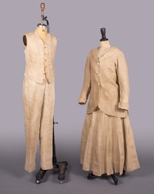 VIRGINIA OFFICIAL'S LINEN TWO PIECE ENSEMBLE & LADIES WALKING SUIT, 1910-12