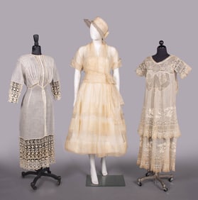 THREE PINA OR COTTON DAY DRESSES, 1915-1919