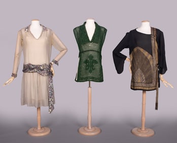 ONE SILK DAY DRESS & TWO LAME’ OR MERINO TUNICS, 1920s