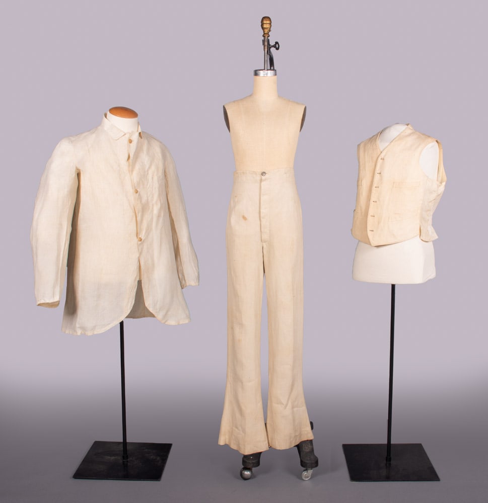 THREE LINEN OR COTTON MENS SUMMER SEPARATES, 1840-1860s (1 of 10)