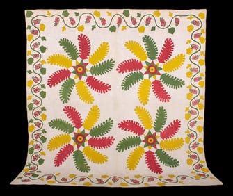 APPLIQUE' SUMMER QUILT, PENNSYLVANIA, c. 1860