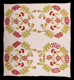 MATELASSE SCHERENSCHNITTE APPLIQUE QUILT, USA, c. 1860-1880