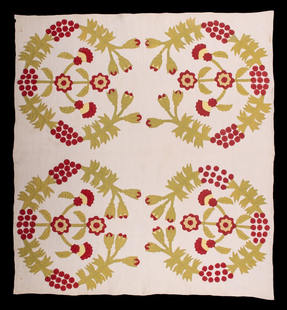MATELASSE SCHERENSCHNITTE APPLIQUE QUILT, USA, c. 1860-1880 (1 of 6)