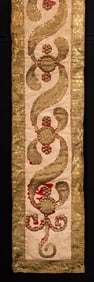 PAIR OF LAME' APPLIQUE & SEQUINED VALANCES, c. 1800