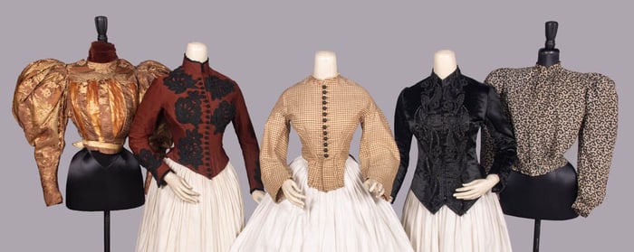 FIVE DAY OR EVENING BODICES, NEW YORK, 1875-1899