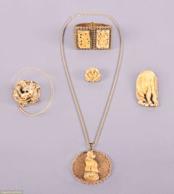 FIVE PIECES CARVED BONE JEWELRY, CHINA