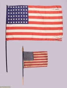 TWO COTTON OR SILK 48 STAR PARADE FLAGS, USA, 1912-1959