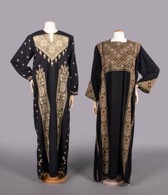 TWO EMBROIDERED THOBES, PALESTINE, MID 20TH C