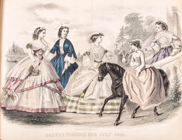 ONE GODEY'S & ONE PETERSON'S LADY'S BOOKS, PHILADELPHIA,  1861 & 1868