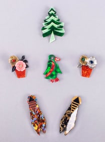 SIX LEA STEIN FLORA & FAUNA BROOCHES, PARIS