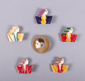 SIX LEA STEIN CARMEN JOAN CRAWFORD & COLLARETTE BROOCHES, PARIS