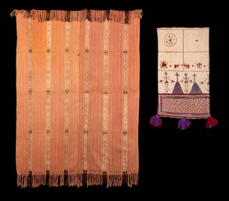 TWO IKAT OR EMBROIDERED TEXTILES, INDONESIA & INDIA, EARLY-MID 20TH C