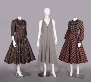 THREE PRINTED COTTON DAY DRESSES, FRANCE, 1950s & 1990s