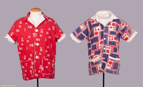 TWO MENS TERRY CLOTH CABANA JACKETS, 1950s