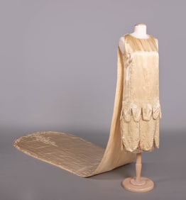 PEARL EMBROIDERED THREE PIECE WEDDING GOWN, NEW YORK, c. 1925