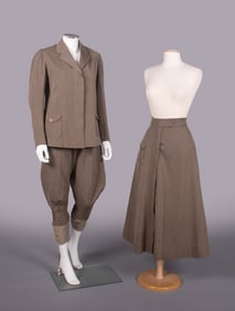 THREE PIECE RIDING HABIT WITH BIFURCATED SKIRT, 1915