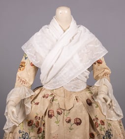 EMBROIDERED COTTON FICHU & ENGAGEANTES, 1760-1770s