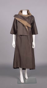 ISSEY MIYAKE SHOT SILK & COTTON COAT DRESS, JAPAN, EARLY 1990s