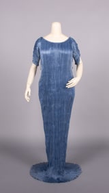 FORTUNY SKY BLUE DELPHOS GOWN, ITALY, EARLY 20TH C