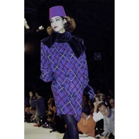 YSL PRINTED WOOL RUNWAY DRESS, PARIS, A/W 1985