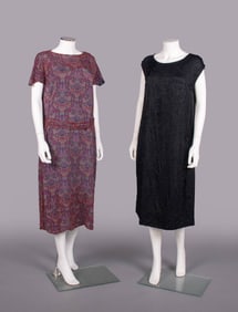 TWO BEADED EVENING DRESSES, MID 1920s