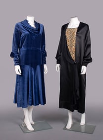 TWO SILK AFTERNOON OR DAY DRESSES, 1920s