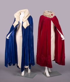 TWO SILK VELVET & FUR EVENING CAPES, NEW YORK, 1920-1930