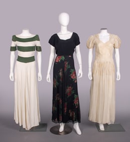 THREE EVENING OR PARTY DRESSES, EARLY 1940s