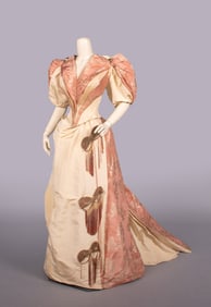 MADAME GLOVER FAILLE & BROCADED MOIRE EVENING GOWN, NEW YORK, c. 1894