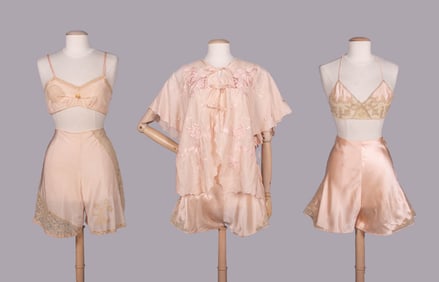 EMBROIDERED SILK & LACE LINGERIE SETS, 1930s