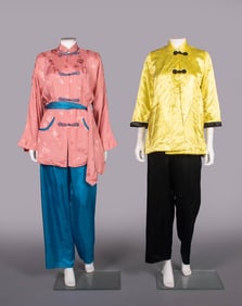 TWO CHINOISERIE STYLE LADIES PAJAMAS, HONG KONG & USA, 1940s