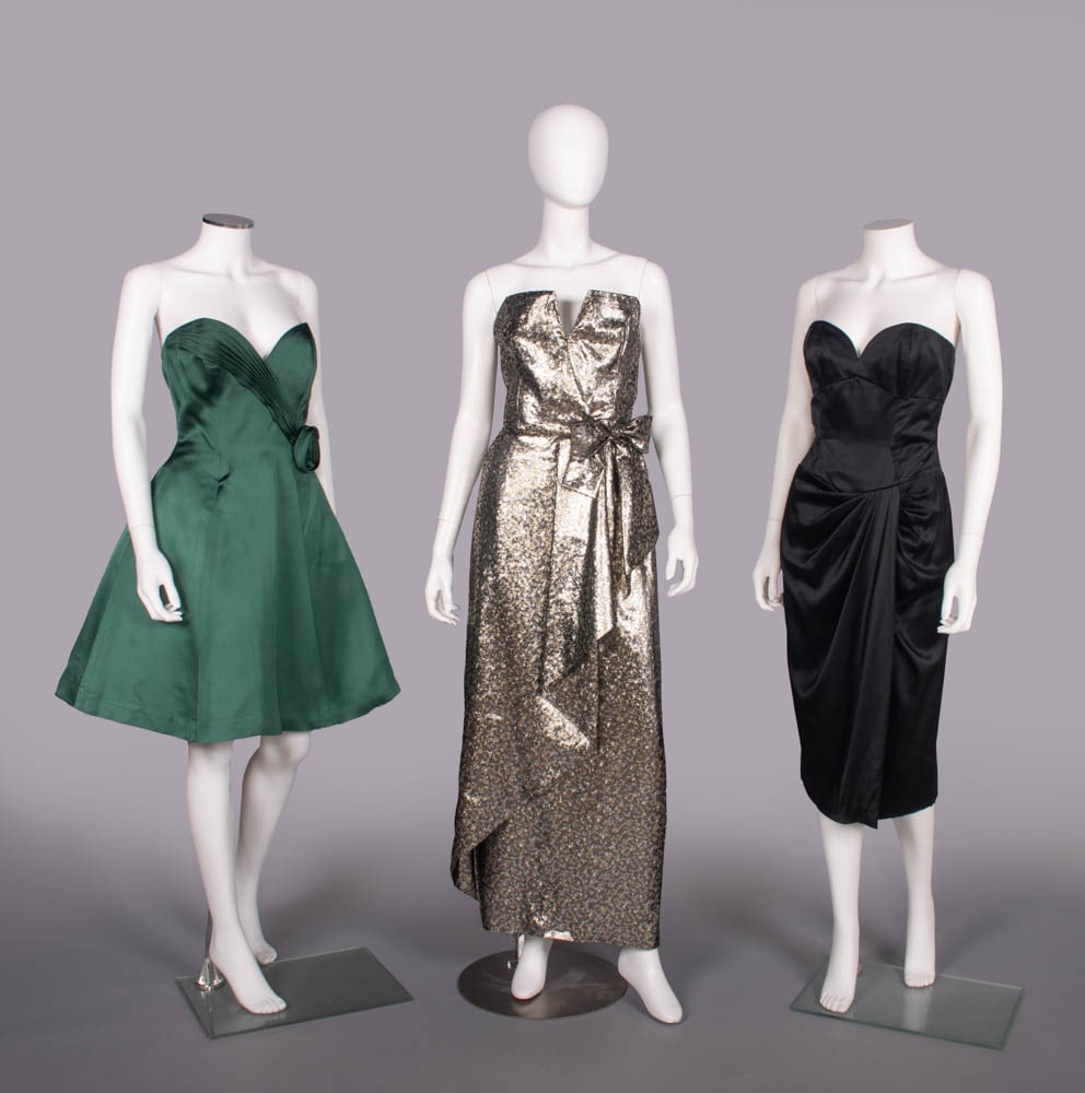 SILK DESIGNER PARTY OR EVENING DRESSES, USA, 1980s (1 of 10)