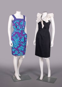 TWO YSL COTTON DAY ENSEMBLES, PARIS, 1980s