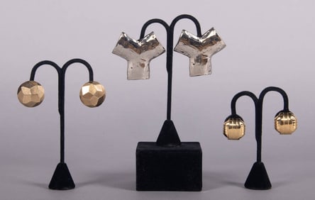 THREE PAIR YSL EARCLIPS, PARIS, 1980s