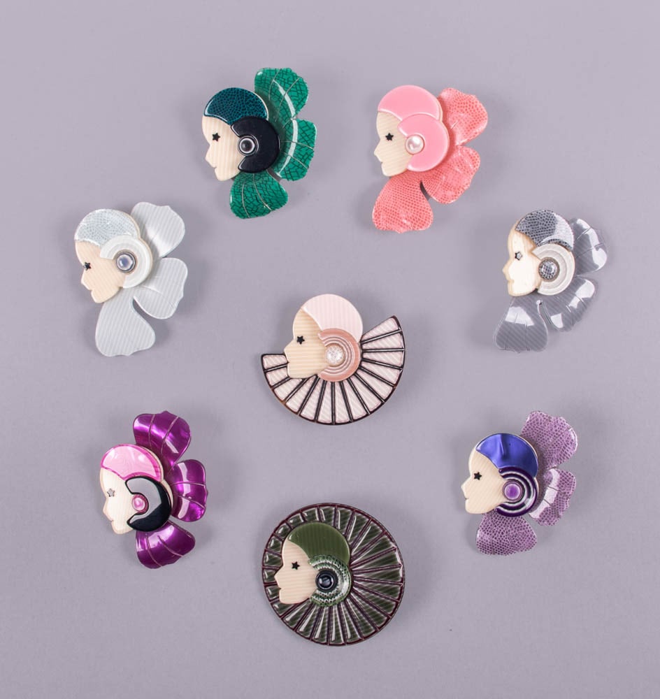 EIGHT LEA STEIN LADY BROOCHES, PARIS (1 of 8)