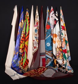 GENEROUS LOT OF DESIGNER SCARVES, FRANCE & ITALY