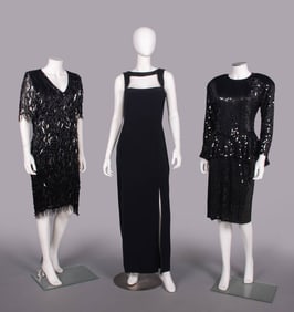 THREE OLEG CASSINI BEADED EVENING DRESSES, USA, 1980s
