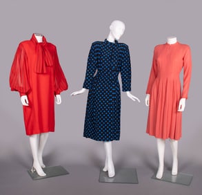 THREE PAULINE TRIGERE SILK OR LINEN DRESSES, USA, 1970-1980s