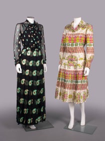 BALMAIN & PATOU SILK ENSEMBLES, PARIS, 1970s