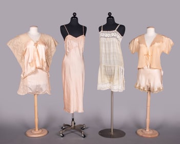 SIX SILK & LACE LINGERIE SEPARATES, 1920-1930s