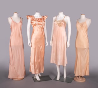 THREE SLIPS & ONE BOUDOIR GOWN, 1930-1940
