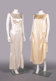 TWO SILK EVENING OR WEDDING DRESSES, 1928-1930