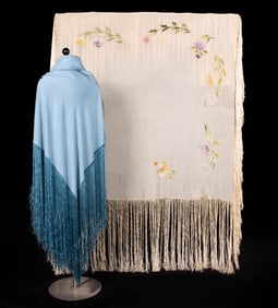 TWO SILK PIANO SHAWLS, 1920-1930s