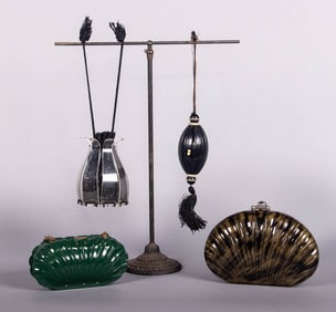 FOUR LLEWELYN, HARDY OR UNLABELED LUCITE BOX BAGS, USA, 1930-1950s