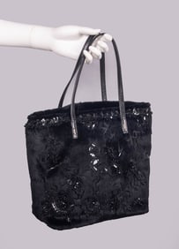 VALENTINO EMBROIDERED RABBIT FUR TOTE BAG, ITALY, 2000s
