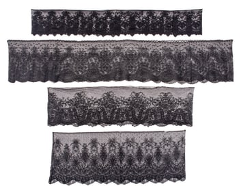 GENEROUS GROUP OF CHANTILLY & OTHER LACE FLOUNCES, 1850-1920s