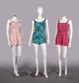 THREE PRINTED COTTON SWIMSUITS, USA, 1950-1960s