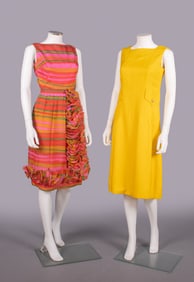 EARLY BILL BLASS & TEAL TRAINA PARTY DRESSES, USA, 1960s
