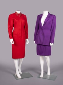 CLAUDE MONTANA WOOL DRESS & SKIRT SUIT, PARIS, 1980s