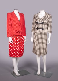TWO GALANOS OR TRIGERE SKIRT SUITS, USA, 1980s